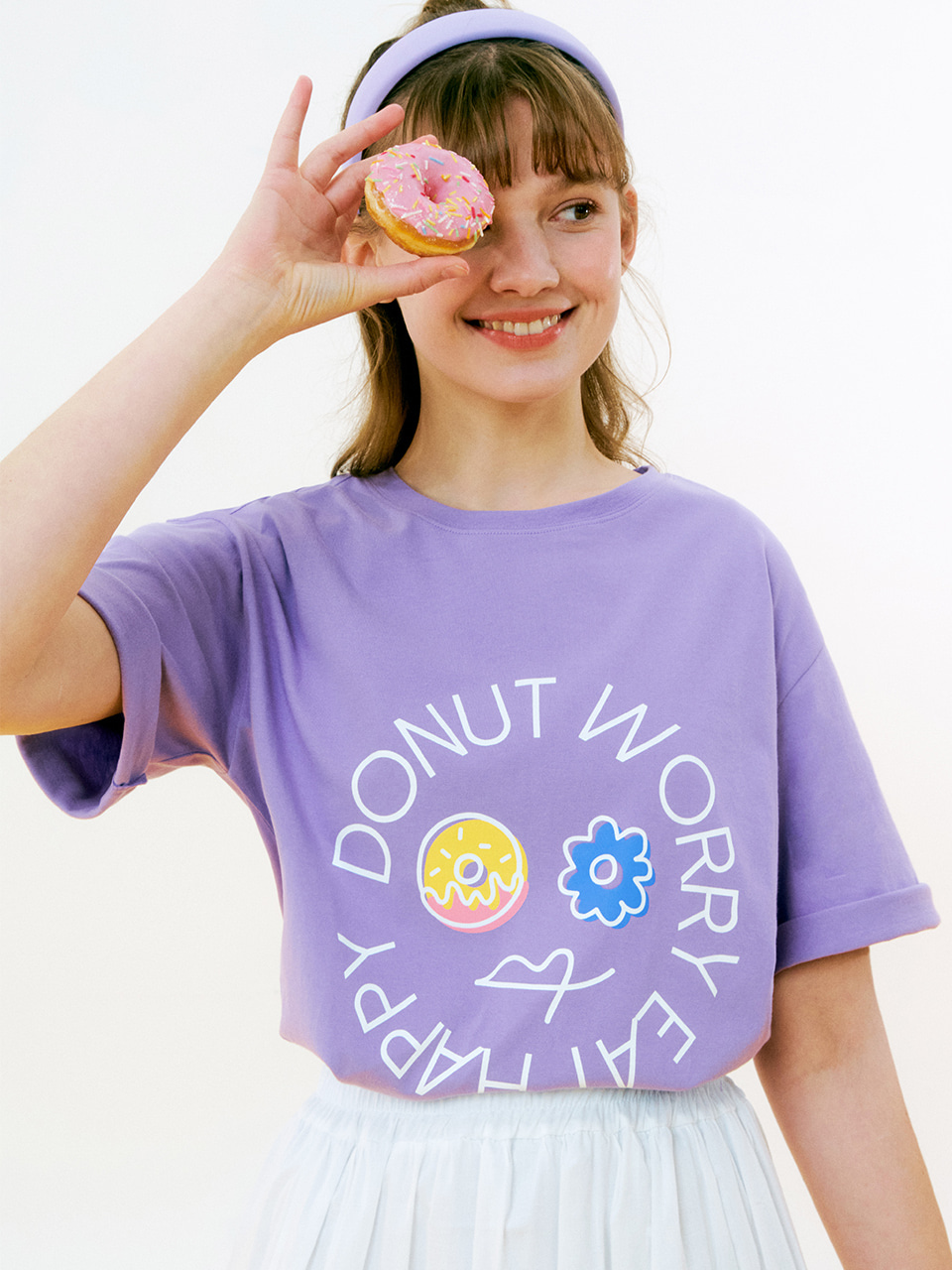 입술 도넛 반팔 티셔츠 / 퍼플